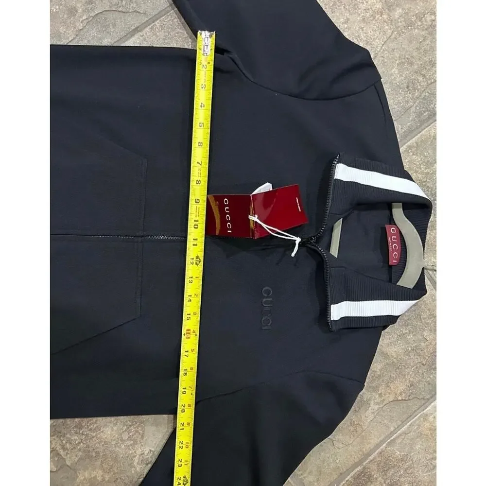 Men's Gucci jersey technical, zip up jacket, web, trim, size medium made Italy